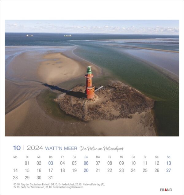 Ein Watt'n Meer - PostkartenKalender 2024 mit einem wunderschönen Bild eines Leuchtturms, perfekt für das Jahr 2024.