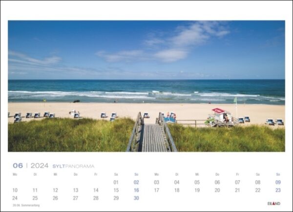 Ein Sylt-Panorama 2024 mit wunderschönen Ausblicken auf den Strand und Sand in Sylt, erhältlich für das Jahr 2024.