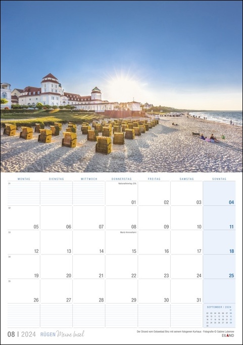 Ein Kalender mit einer atemberaubenden Strandszene auf Rügen ...meine Insel 2024.