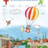 Illustration mit dem Titel „Der Berliner - Familienplaner 2025“ von Margaret Bernard, mit einer farbenfrohen Szene von Berlin mit Sehenswürdigkeiten, einem fliegenden Heißluftballon und Familienfeldern für Namen und Geburtsdaten.